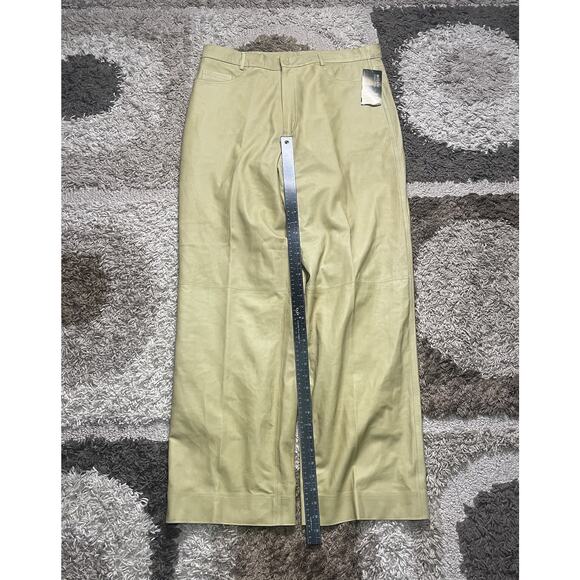NWT Missani Le Collezioni Leather Pants Mens 38x34 Beige Vtg Italian Luxury Rare - Picture 4 of 5